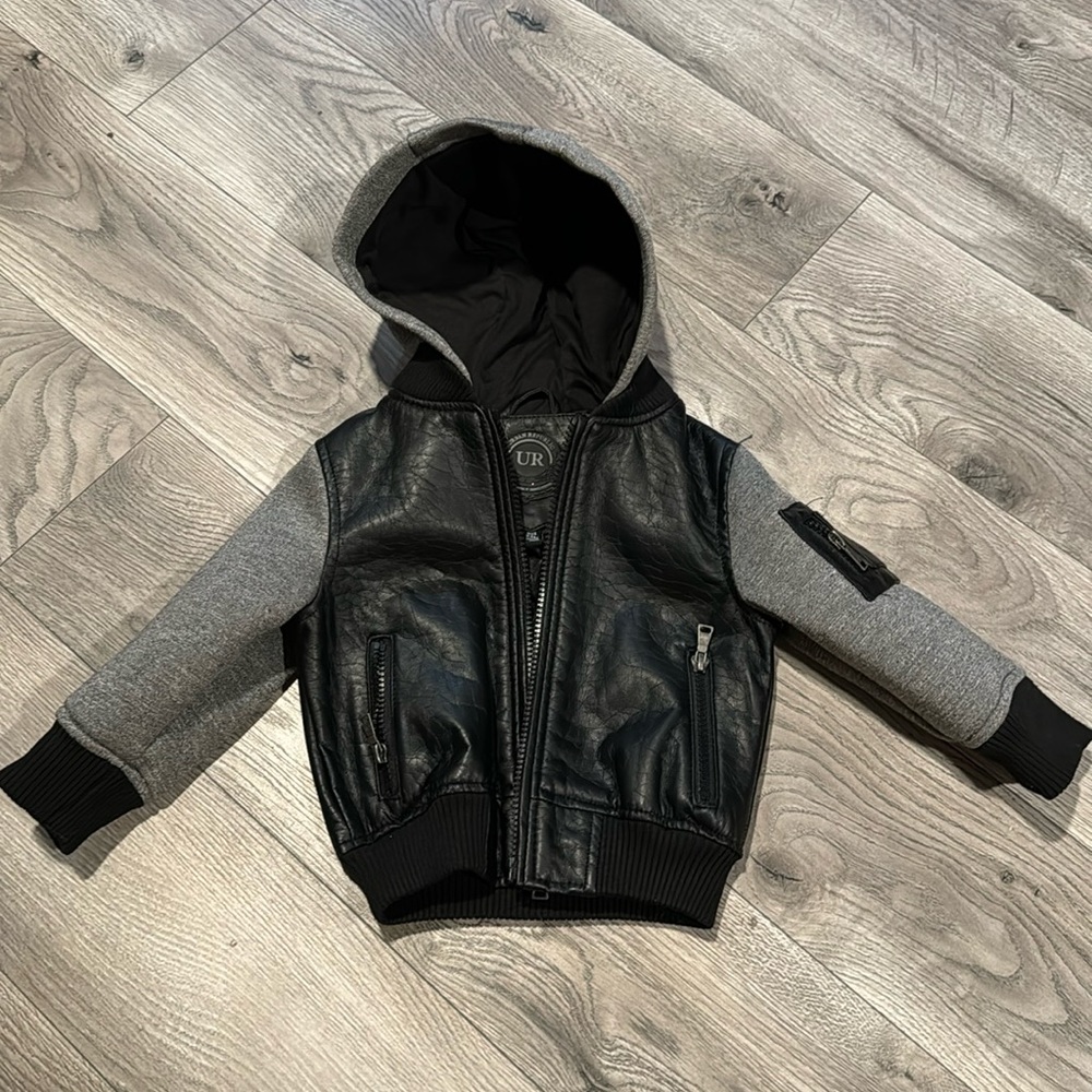 Faux Leather Hooded Infant/Toddler Jacket 24M